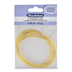 Memory Wire, Round, Oval Bracelet, Gold Color, 0.35 oz (1 g), appx 23 coils/pack