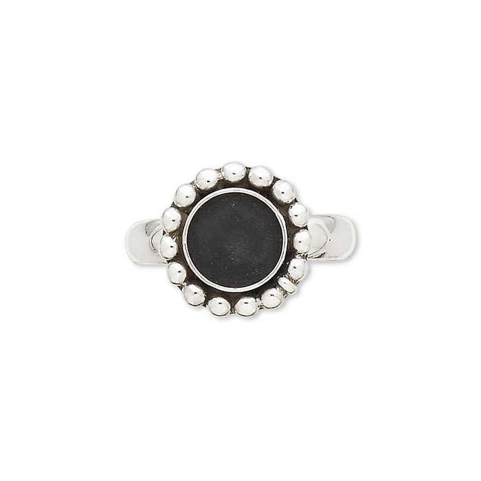 Antiqued Sterling Silver Ring, 4mm Wide w/ Beaded Rim