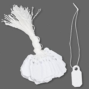 Tag plastic and string white 4/5 x 2/5 inch